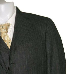 Brooks Brothers Golden Fleece Caruso Gray Stripe Two Button Three Piece Suit 39R